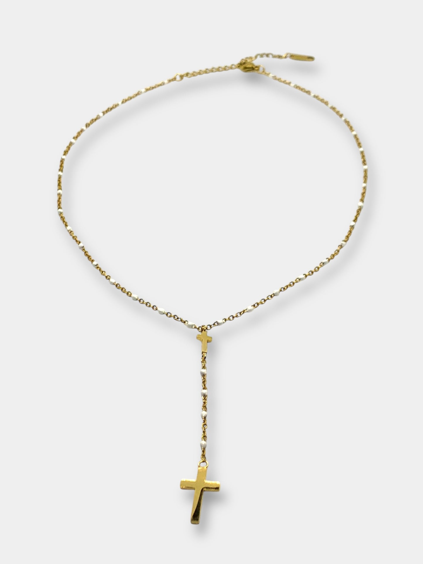 Collier Y perlé "Oh My God !" blanc