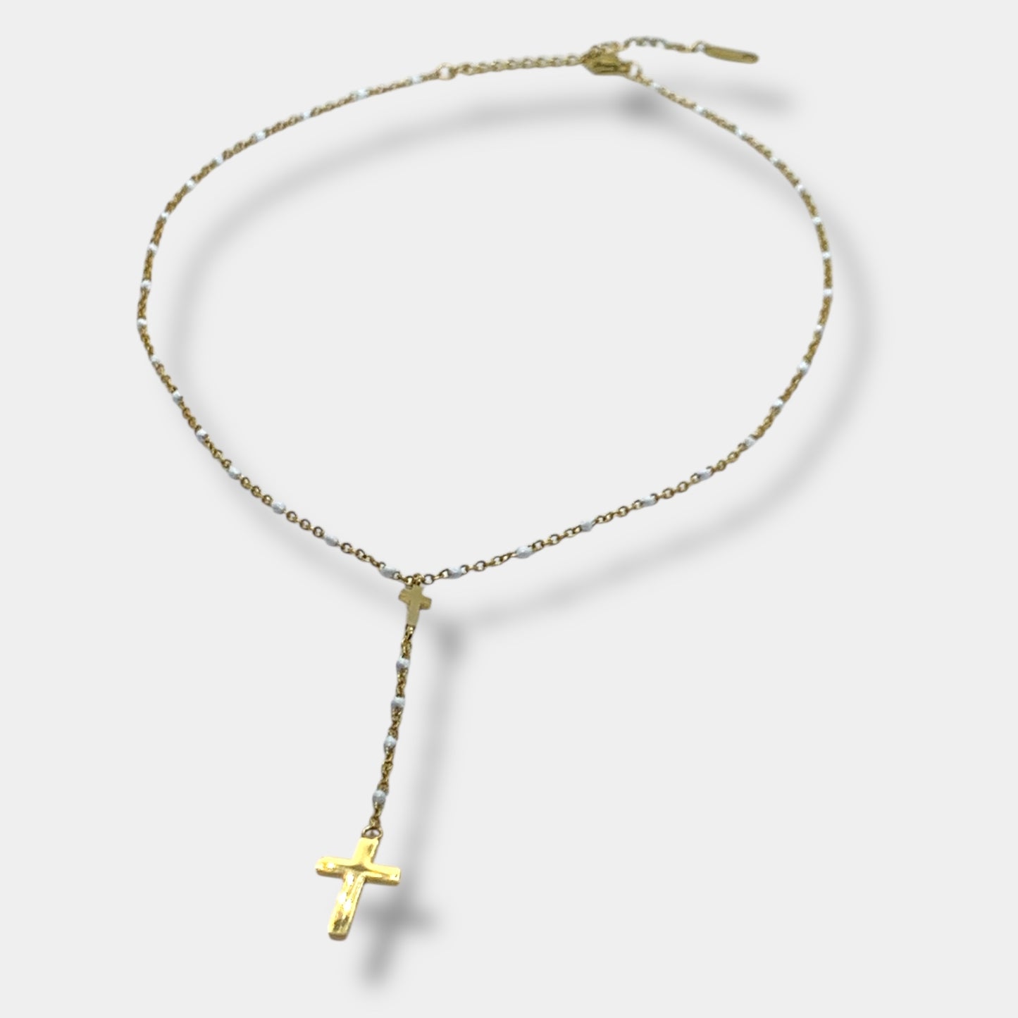 Collier Y perlé "Oh My God !" blanc