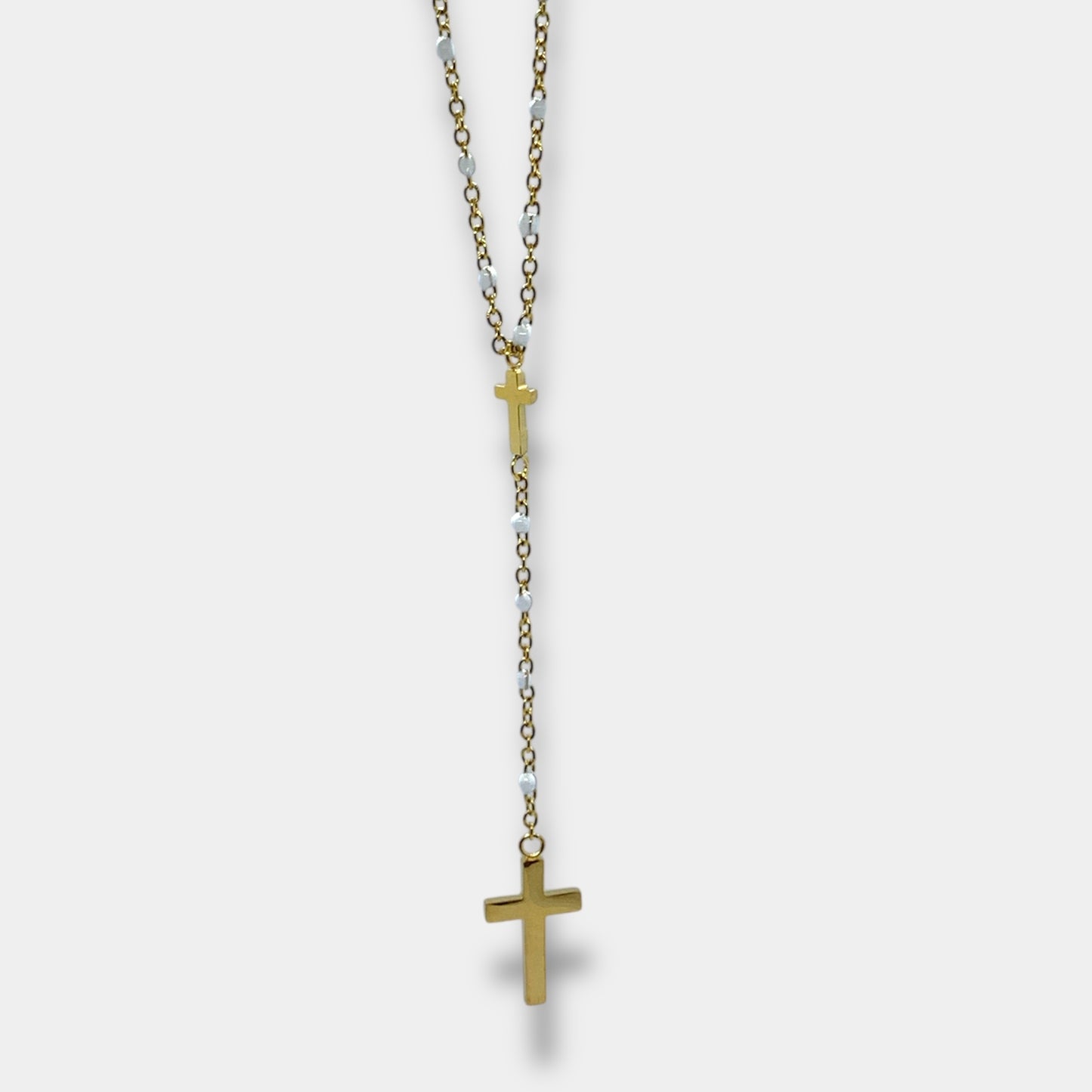 Collier Y perlé "Oh My God !" blanc